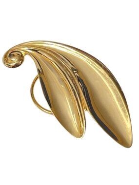 Vintage Jeri-Lou Scarf Clip Double Leaf Swirl Gold-tone 1970s 1980s Trending